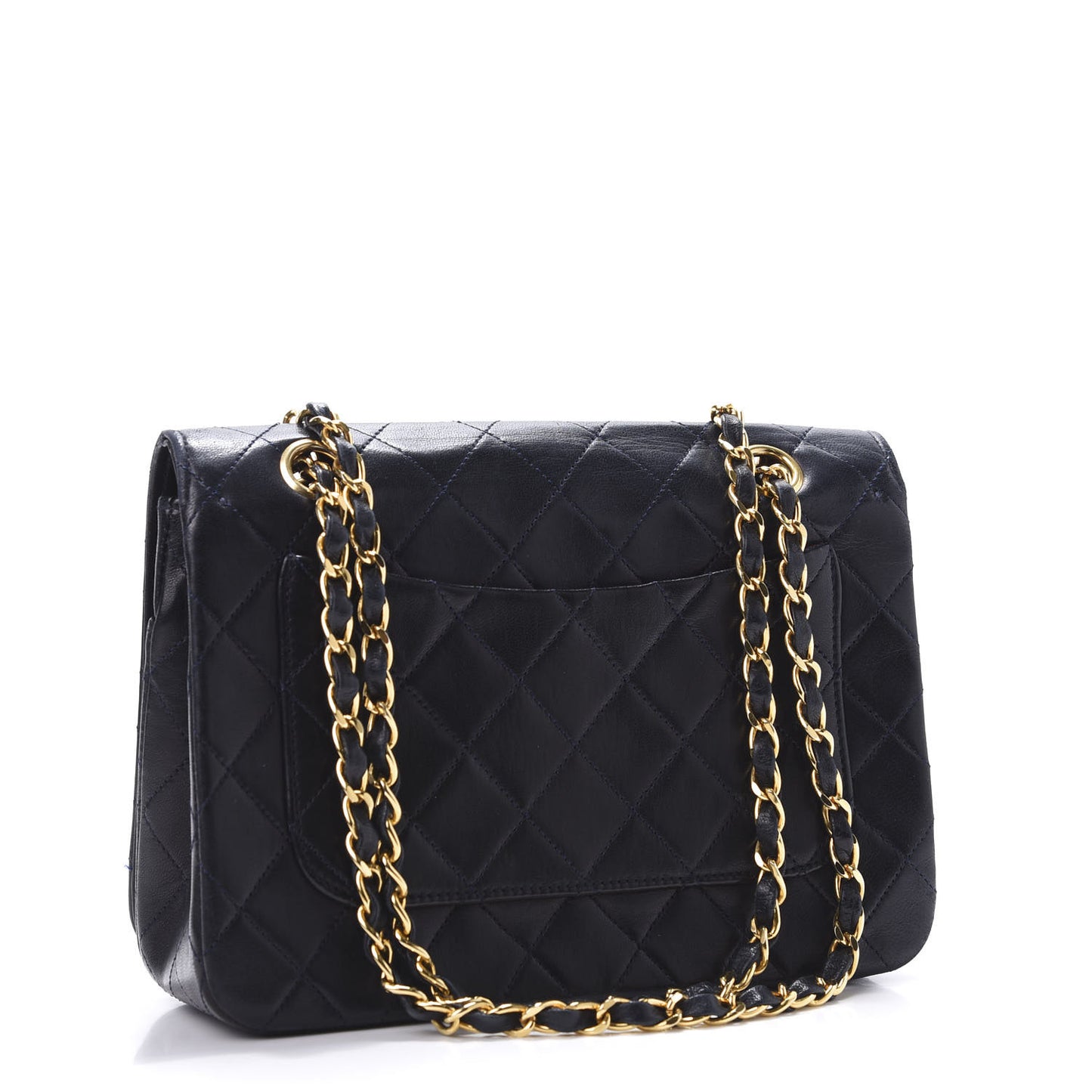 Lambskin Quilted Small Single Flap Navy