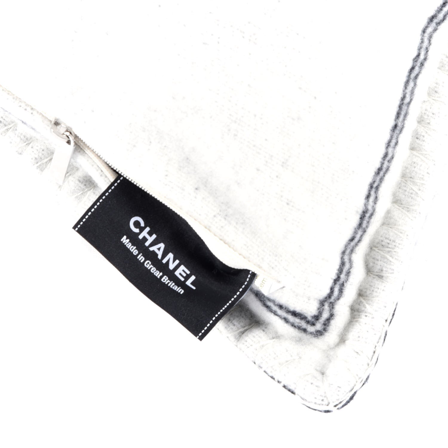 Chanel Merino Wool Cashmere CC Pillow Black White 3 of 4