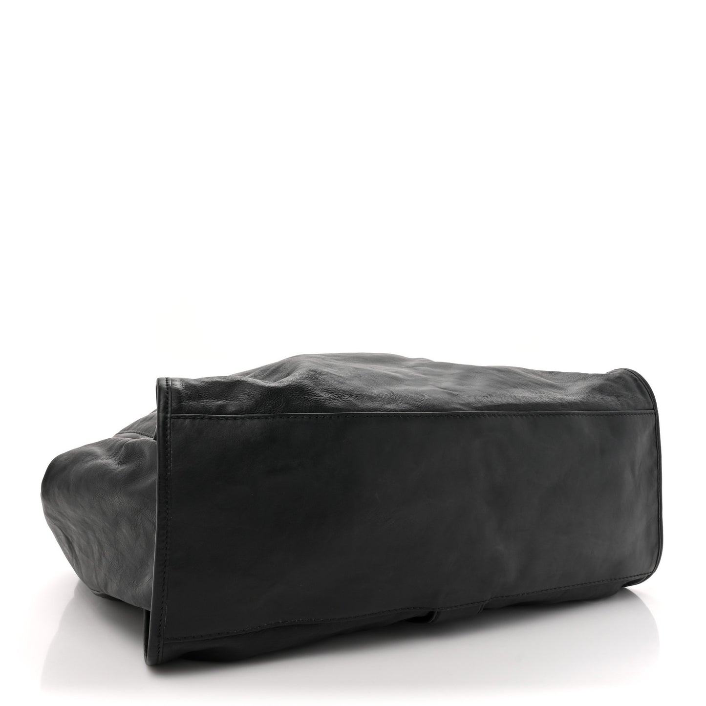 Calfskin Large Soft Stirrup Shoulder Bag Black