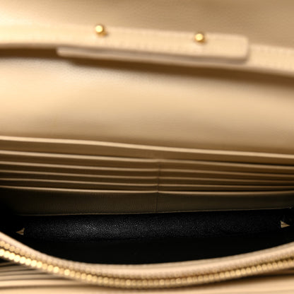 Saint Laurent Grain De Poudre Matelasse Chevron Monogram Chain Wallet Nude Powder 5 of 12