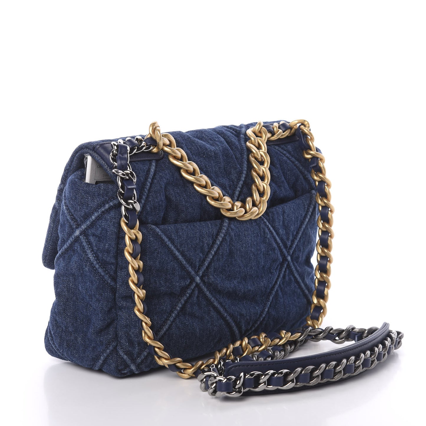 Denim Quilted Medium 19 Flap Blue