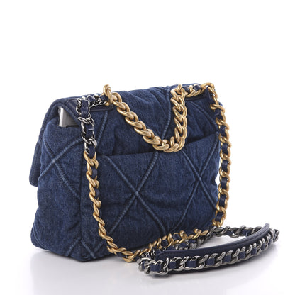 Chanel Denim Quilted Medium 19 Flap Blue 4 of 11