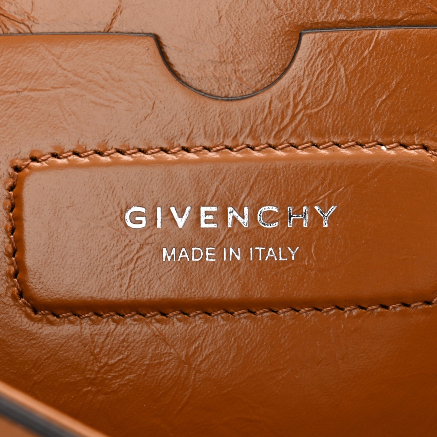 Creased Patent Calfskin Small ID Flap Tan