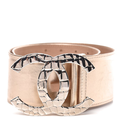 Chanel Metallic Lambskin CC Buckle Wide Belt 70 28 Gold 1 of 10