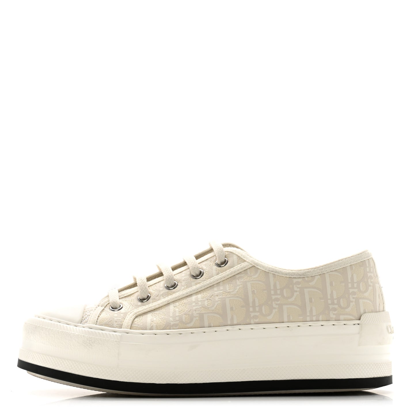 Calfskin Oblique Walk'N'Dior Low Top Sneakers 37 White Black