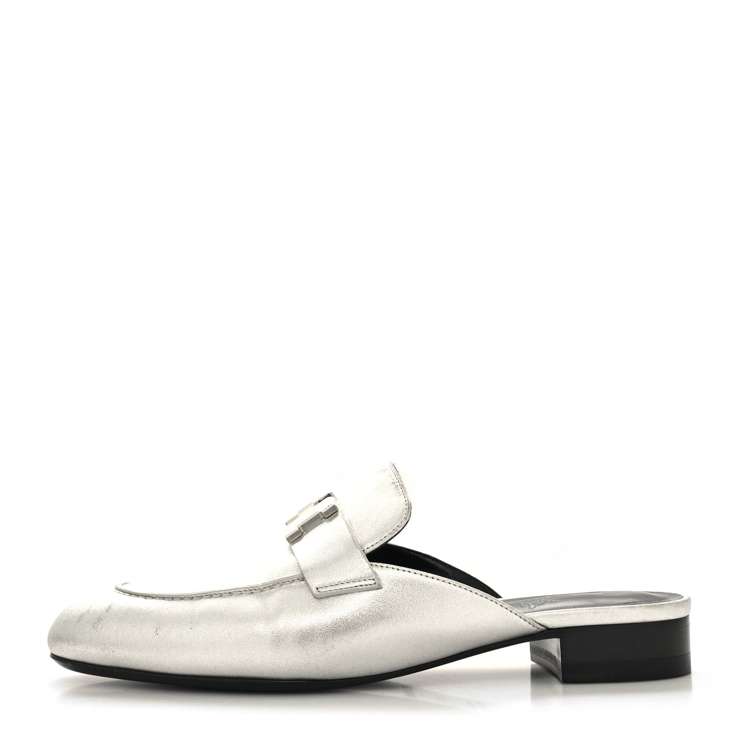 Metallic Nappa Trocadero Mule 38.5 Gris Argente