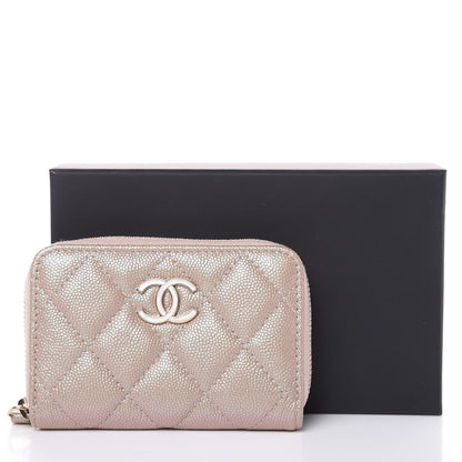 Chanel Iridescent Caviar Quilted Zip Around Coin Purse Beige 8 of 8