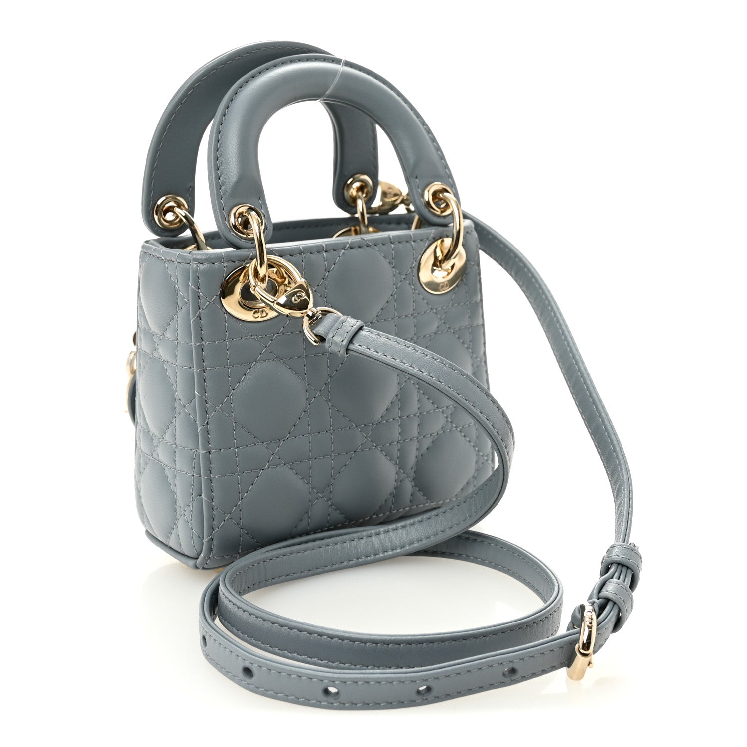 Christian Dior Lambskin Cannage Micro Lady Dior Cloud Blue Cloud Blue 3 of 9