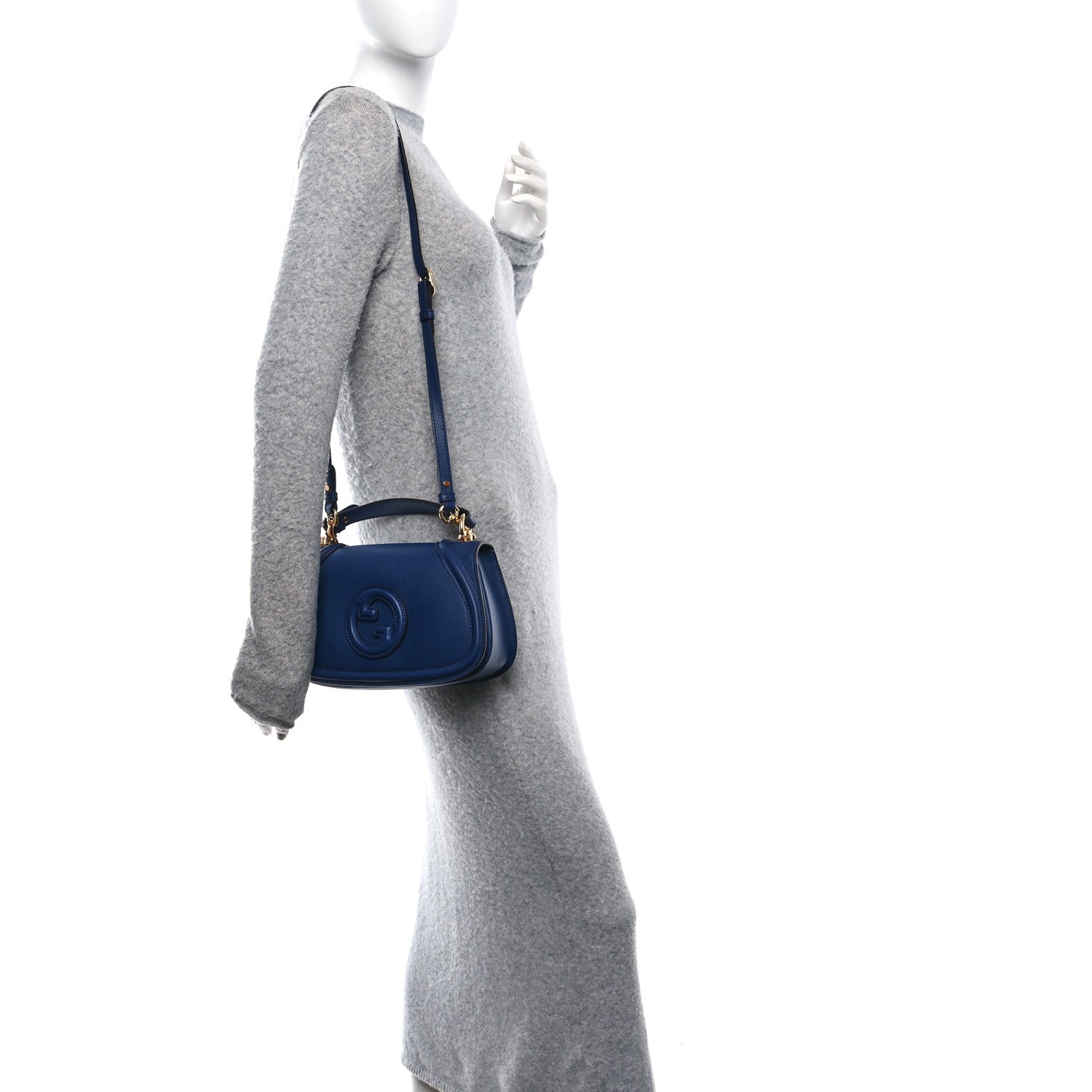 Gucci Roxy Calfskin Medium Blondie Top Handle Bag Blue Agata 2 of 10