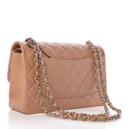 Chanel Caviar Quilted Jumbo Double Flap Beige 3 of 10