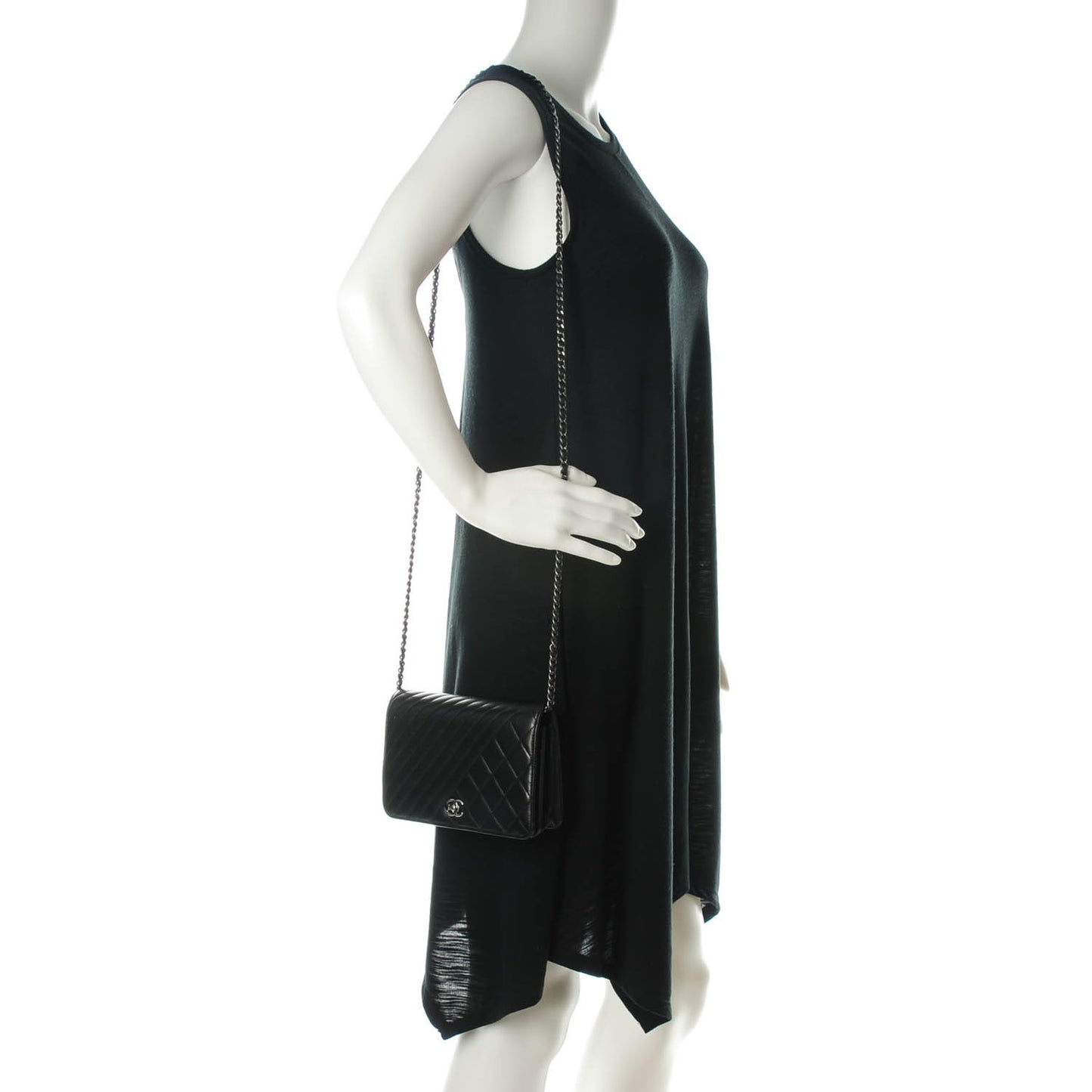 Lambskin Quilted Coco Boy Wallet On Chain WOC Black