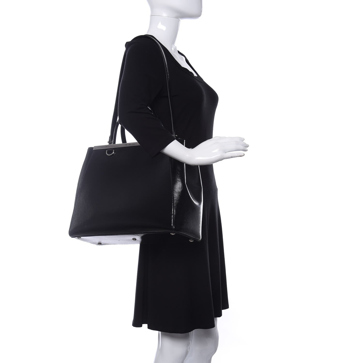 Fendi Patent Vitello Elite Regular 2Jours Tote Black 2 of 10