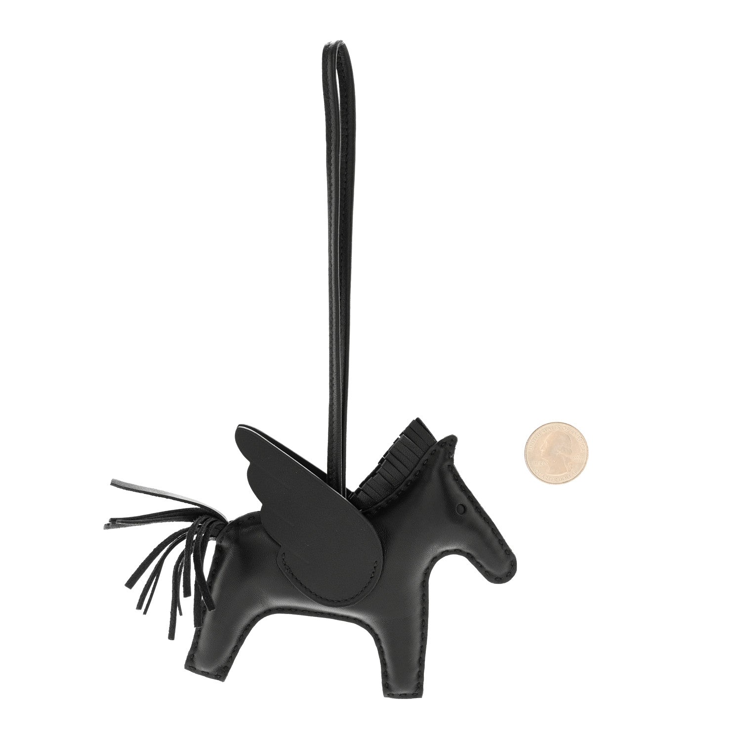 Hermes Milo Lambskin Grigri Rodeo Pegase Horse Bag Charm MM So Black 2 of 4
