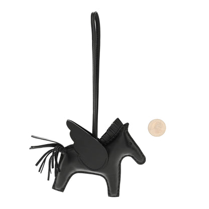 Hermes Milo Lambskin Grigri Rodeo Pegase Horse Bag Charm MM So Black 2 of 4