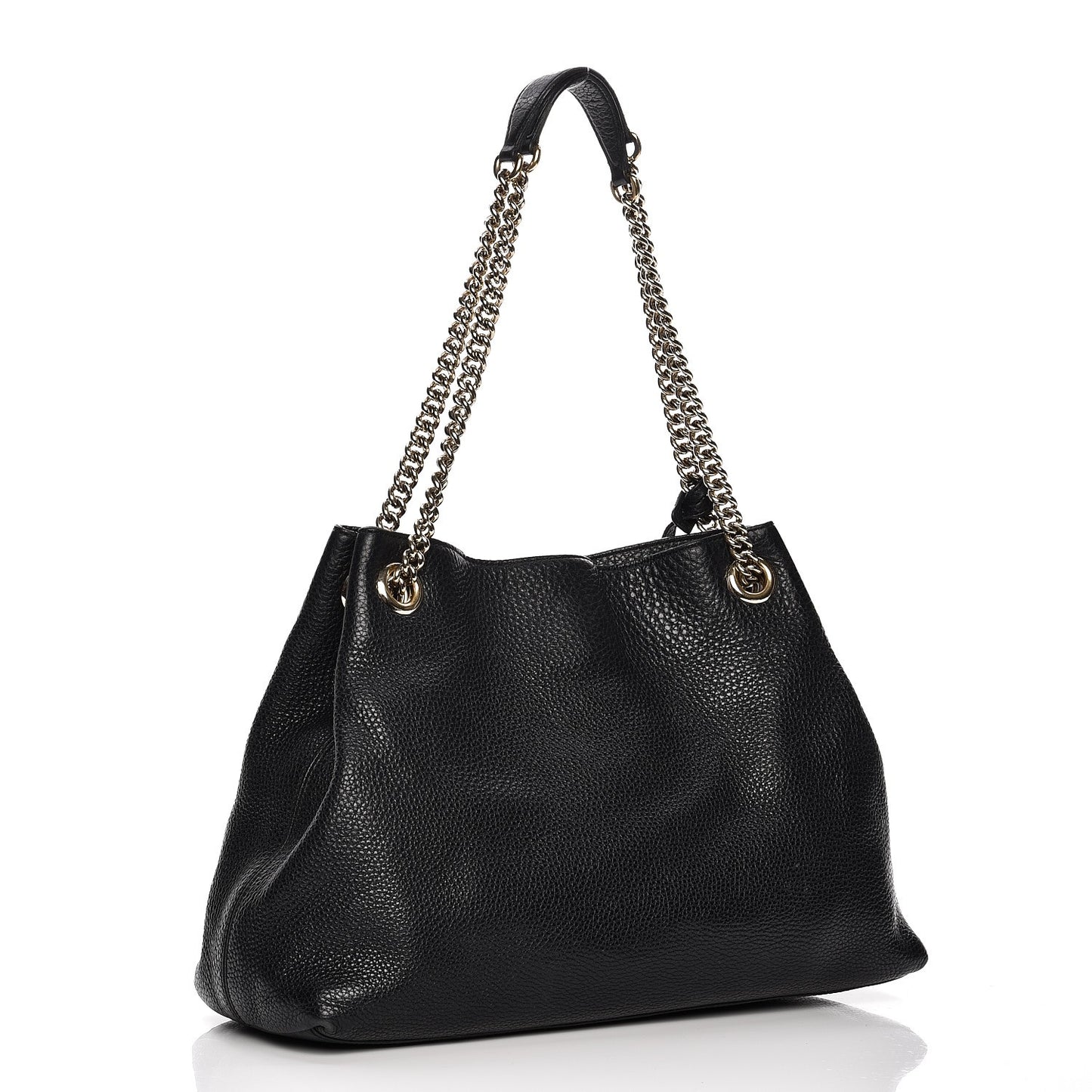 Pebbled Calfskin Medium Soho Chain Shoulder Bag Black