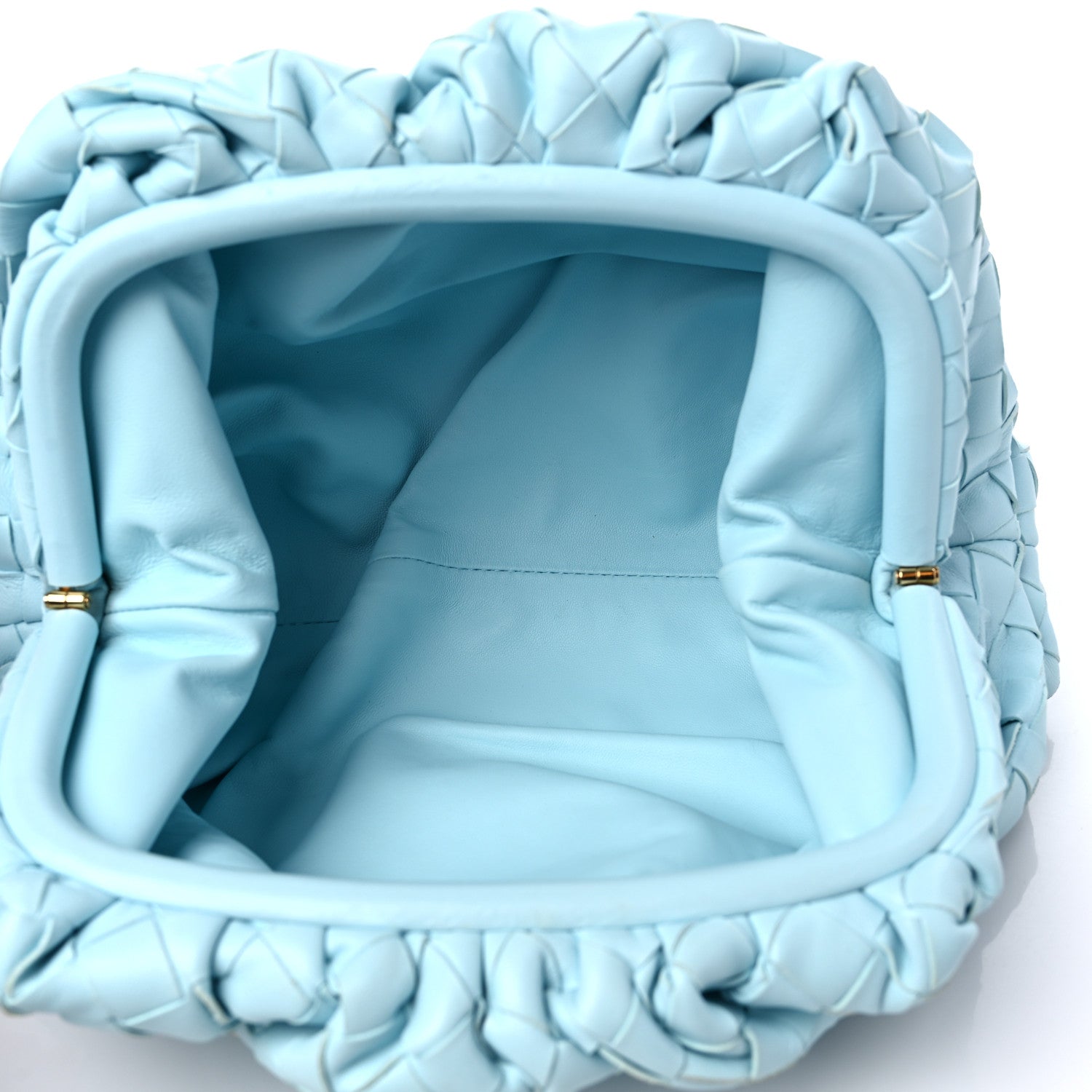 Bottega Veneta Nappa Maxi Intrecciato The Pouch Oversized Clutch Teal Washed 5 of 8