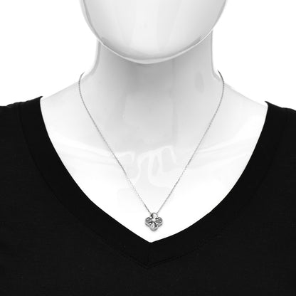Van Cleef & Arpels 18K White Gold Diamond Guilloche Vintage Alhambra Pendant Necklace 2 of 5