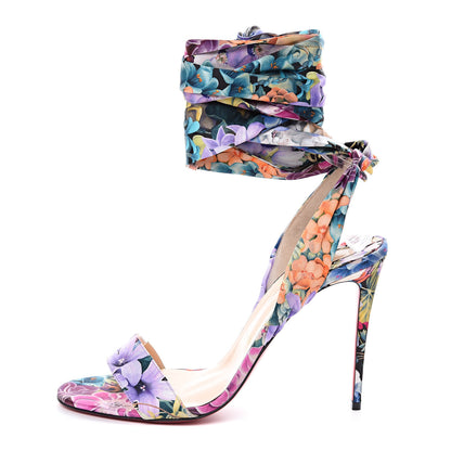 Christian Louboutin Satin Flower Power Du Desert 100 Sandal 39.5 Multicolor 1 of 9