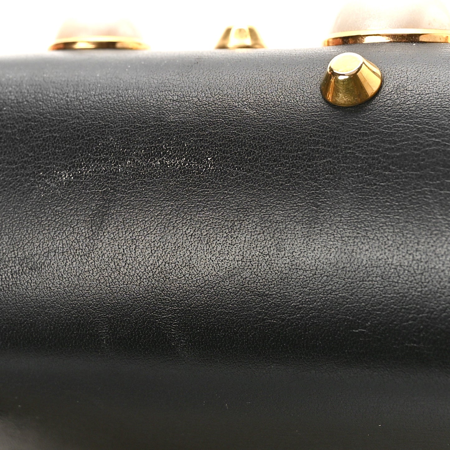 Calfskin Studded Small Padlock Shoulder Bag Black