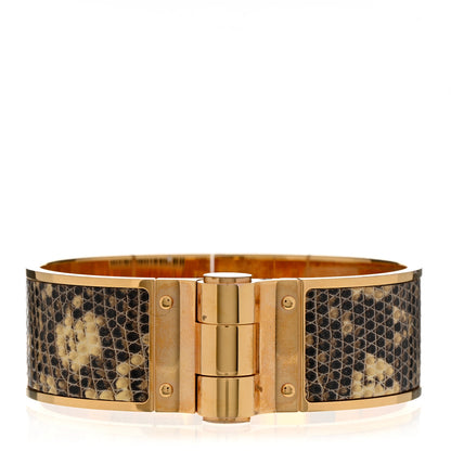 Hermes Lizard Charniere Cuir Wide Hinged Bracelet M Ombre 1 of 5