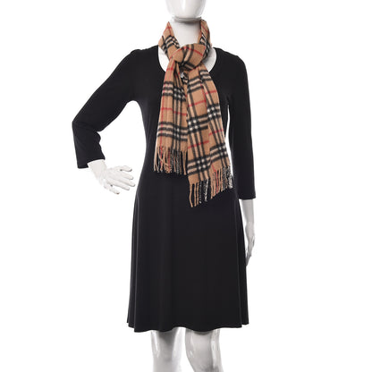 Burberry Cashmere House Check Fringe Scarf Camel 2 of 4