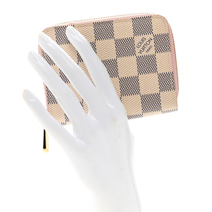 Louis Vuitton Damier Azur Zippy Coin Purse Rose Ballerine 2 of 7