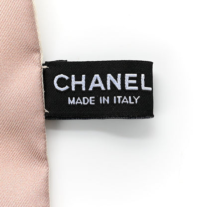Chanel Silk 31 Rue Cambon CC Slim Bandeau Scarf Ecru Pink Black 4 of 4