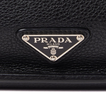 Prada Vitello Daino Flat Flap Messenger Bag Black 9 of 10