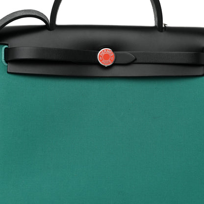 Hermes Military Toile Vache Hunter Laque Horseshoe Herbag Zip Retourne PM 31 Malachite 9 of 12