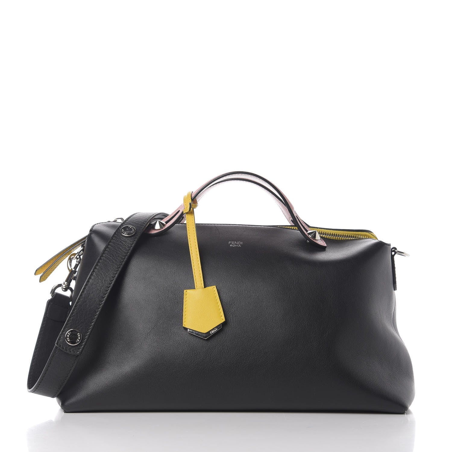 Fendi Vitello Dolce 4 Color Large By The Way Boston Bag Black Multicolor 1 of 8