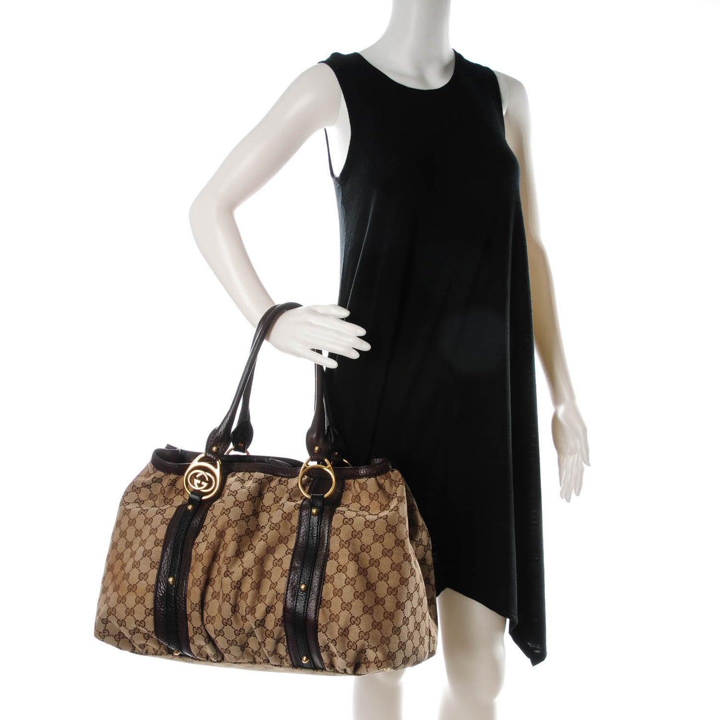 Monogram Medium Interlocking Icon Tote Dark Brown