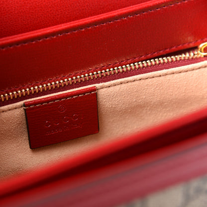 Gucci GG Supreme Monogram Azalea Calfskin Horsebit 1955 Shoulder Bag Beige Ebony New Cherry Red 8 of 9