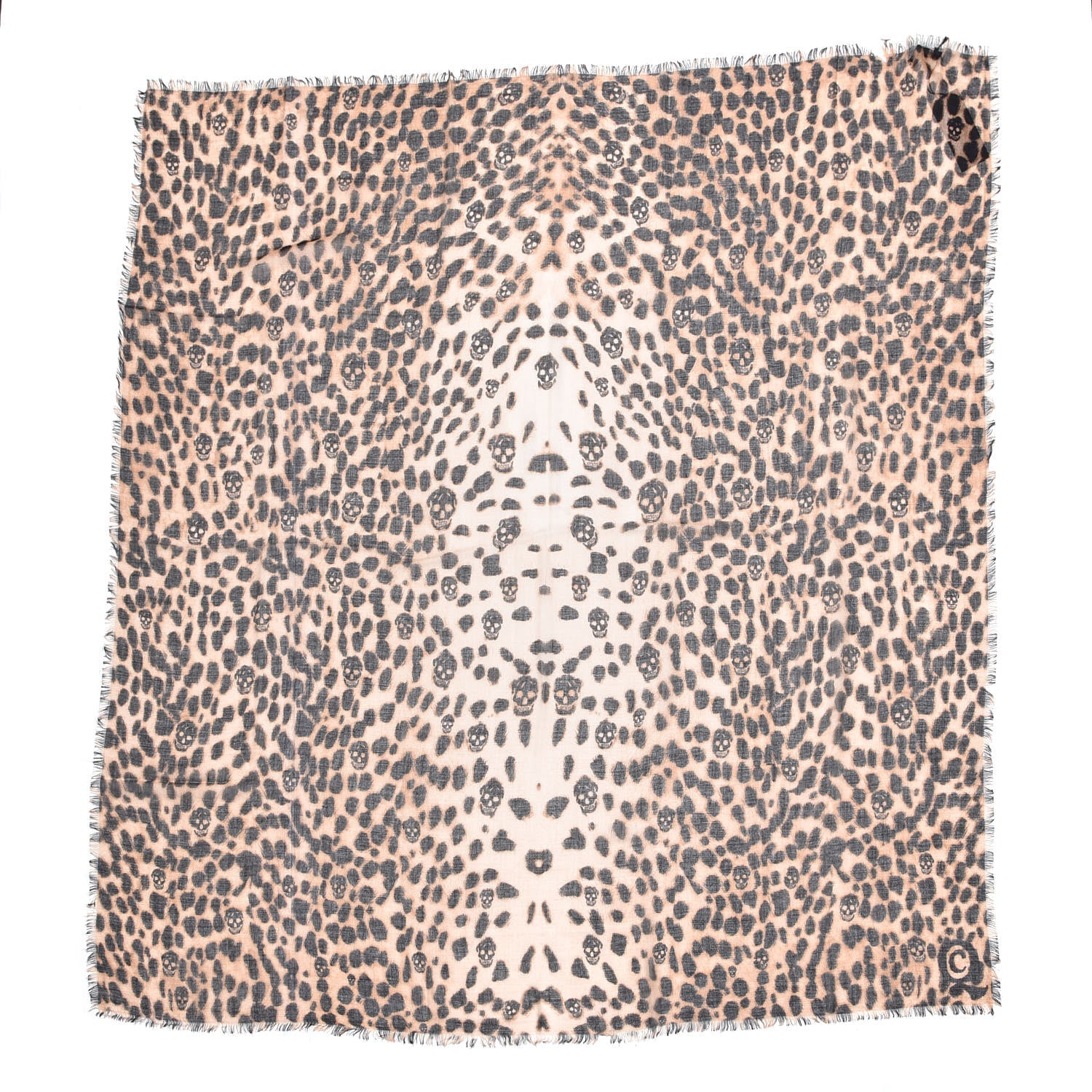Alexander McQueen Cashmere Silk Leopard Skull Scarf Brown 1 of 4