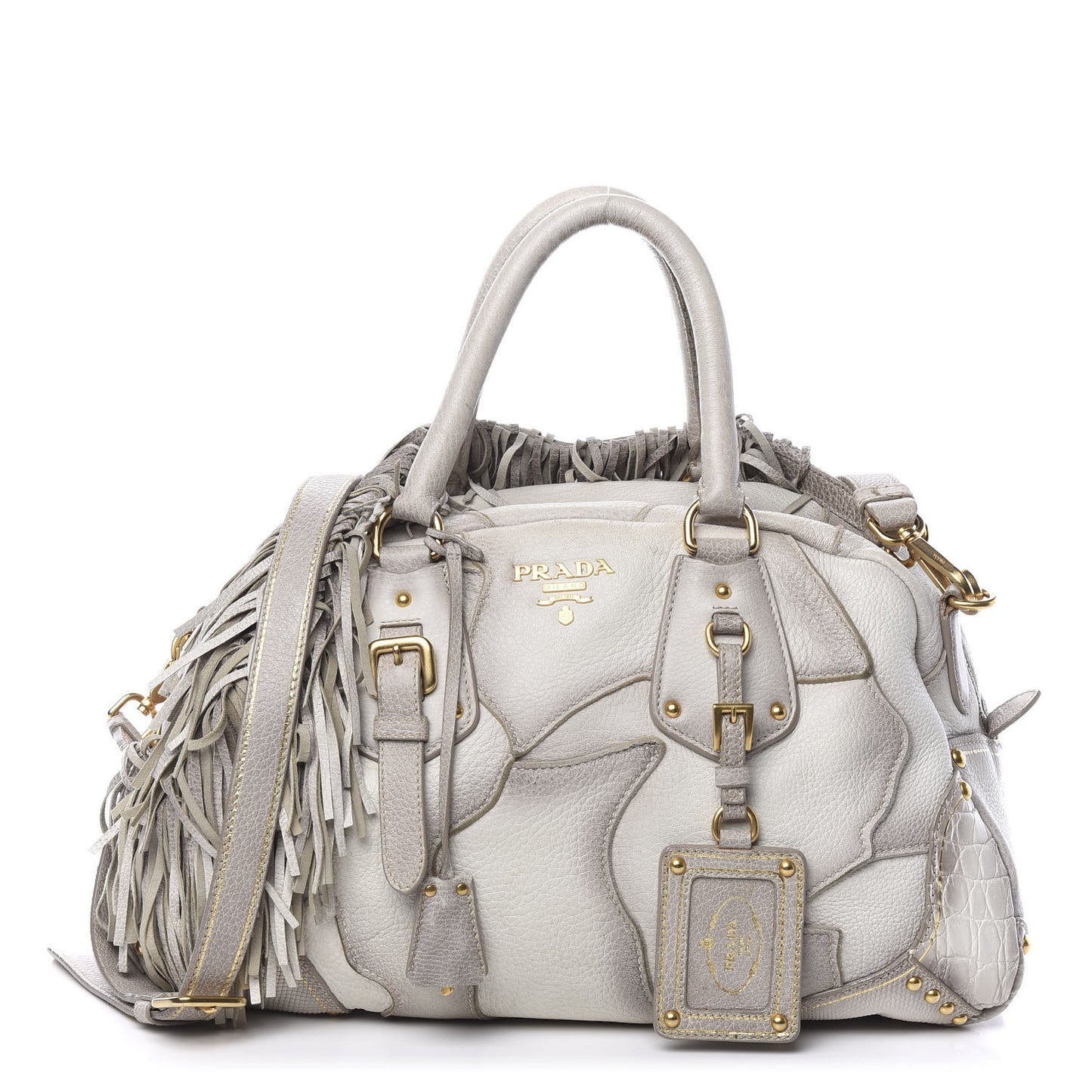 Cervo Patchwork Fringe Bowler Bianco