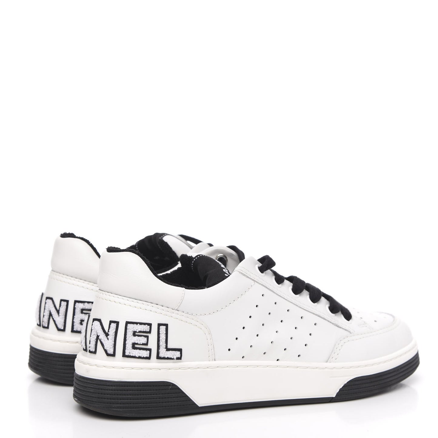 Calfskin Womens Logo Sneakers 40 Black White