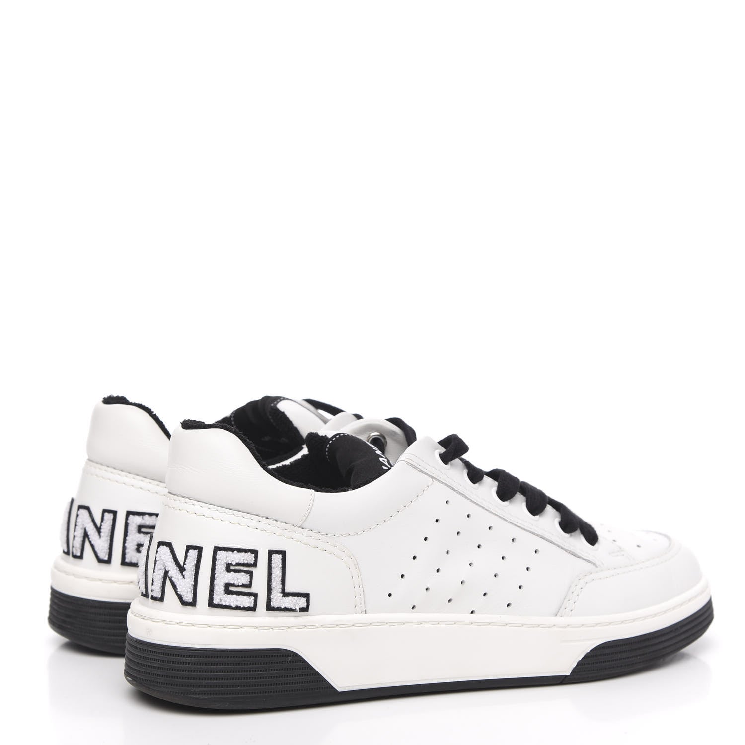 Chanel Calfskin Womens Logo Sneakers 40 Black White 4 of 8