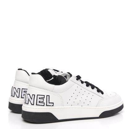 Chanel Calfskin Womens Logo Sneakers 40 Black White 4 of 8