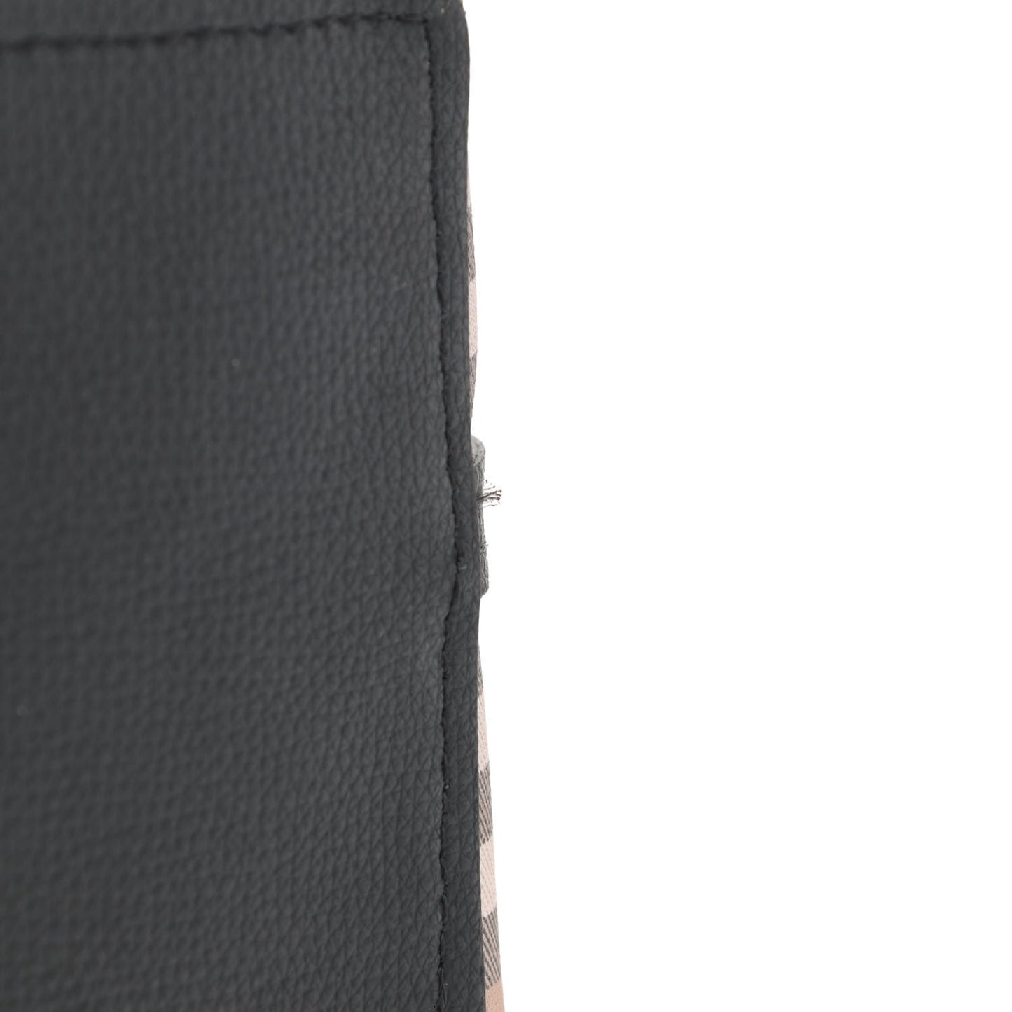Grainy Calfskin Haymarket Check Medium Reversible Tote Black
