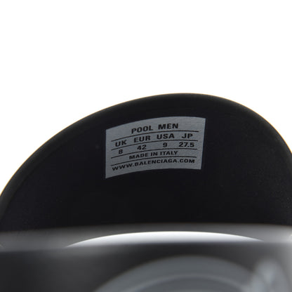 Balenciaga Rubber License Logo Print Mens Pool Slide Sandals 42 Black White 8 of 9