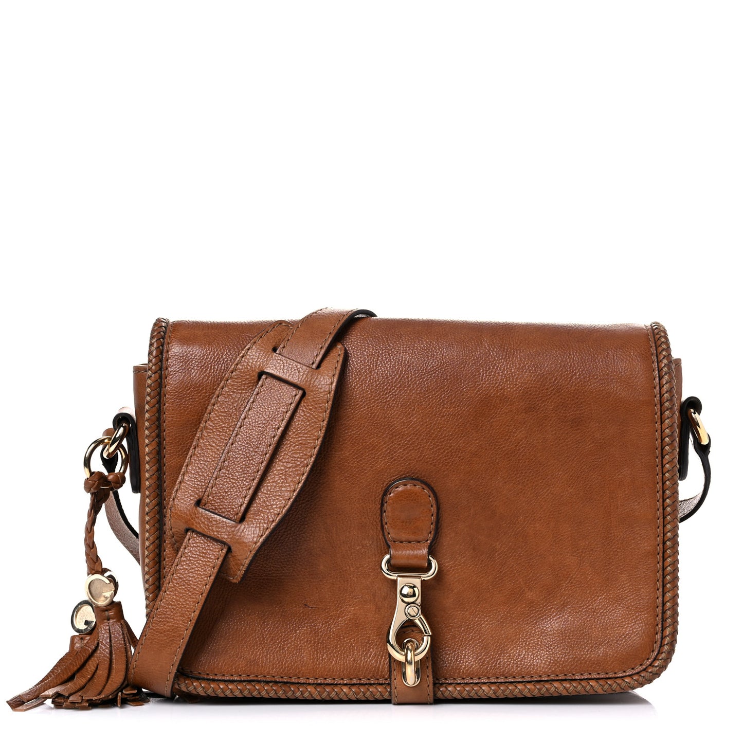 Grained Calfskin Medium Marrakech Flap Messenger Bag Brown