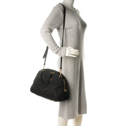 Prada Nylon Chevron Quilted Dome Satchel Black 2 of 8