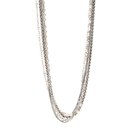 David Yurman Sterling Silver 18K Yellow Gold Cultured Pearl Multi Chain Necklace 1 of 5