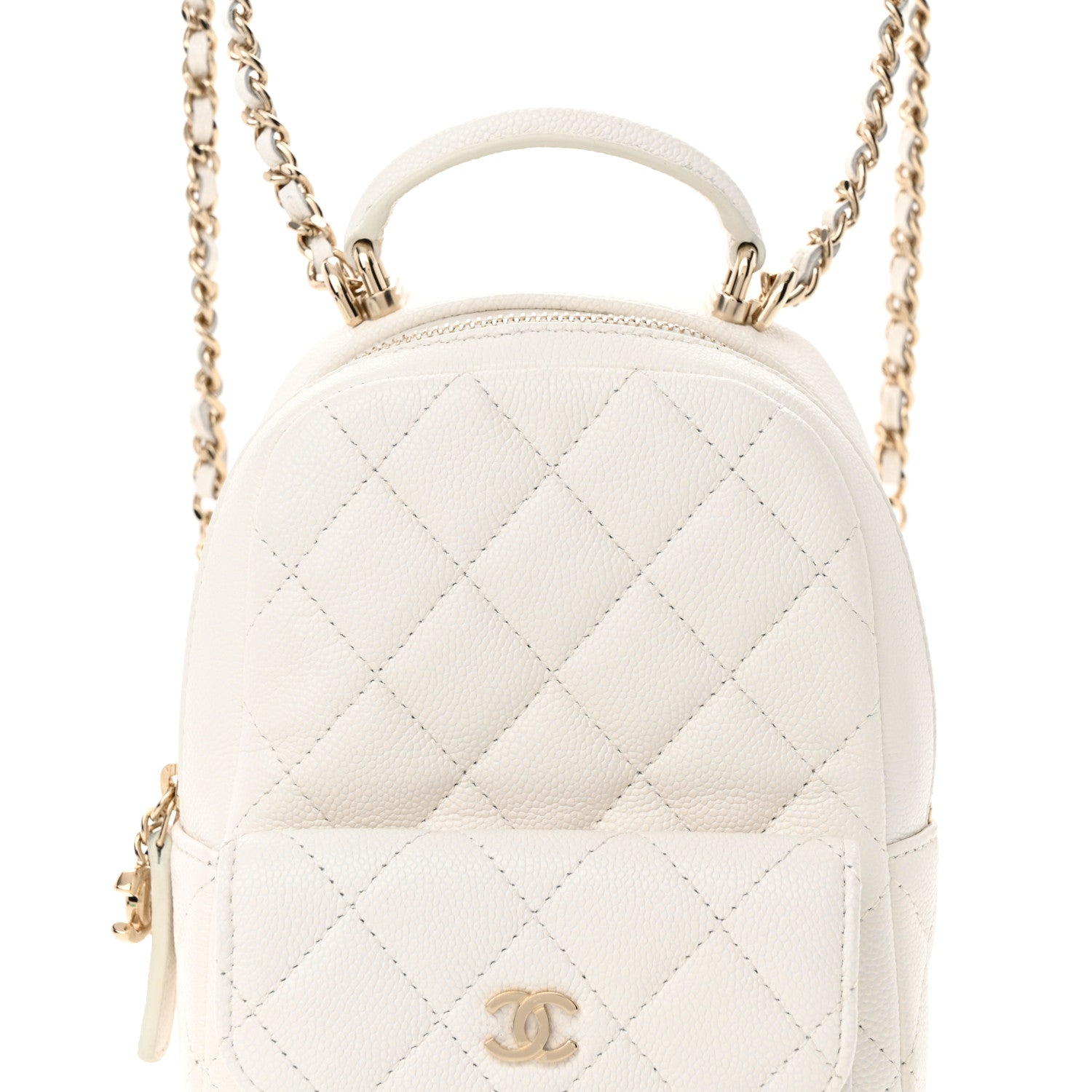 Chanel Caviar Quilted CC Mini Classic Backpack White 8 of 12