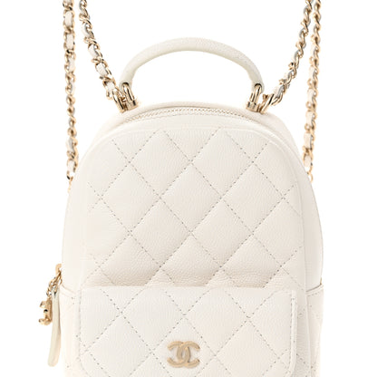 Chanel Caviar Quilted CC Mini Classic Backpack White 8 of 12