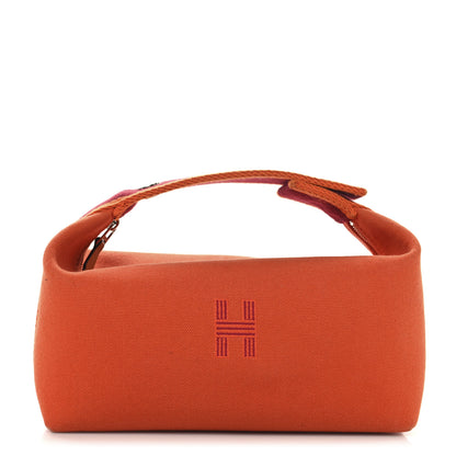 Hermes Canvas Small Bride-A-Brac Pouch Orange Burgundy 1 of 10