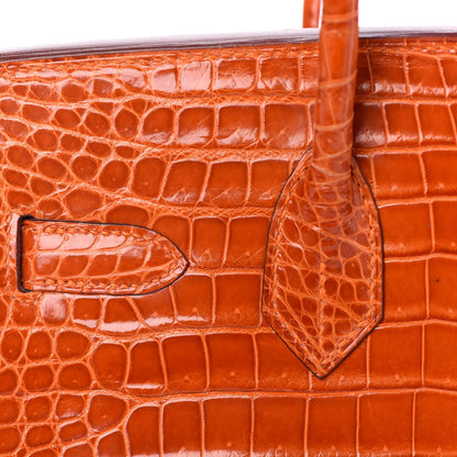 Hermes Shiny Porosus Crocodile Birkin 30 Orange 27 of 29