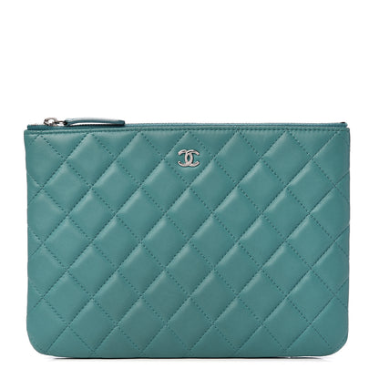 Chanel Lambskin Quilted Medium Cosmetic Case Turquoise 1 of 7