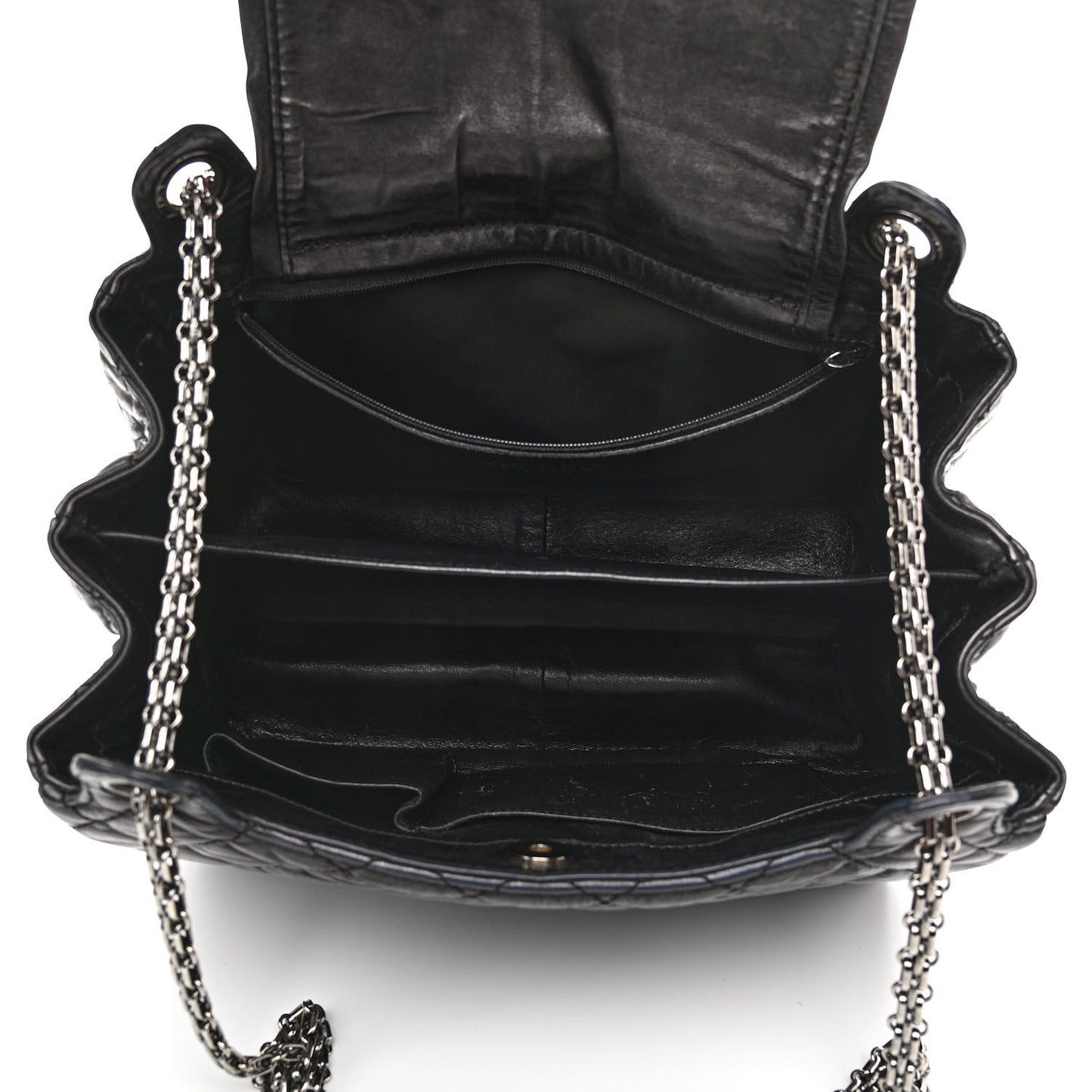 Metallic Aged Calfskin Quilted Reissue 2.55 Accordion Flap Black