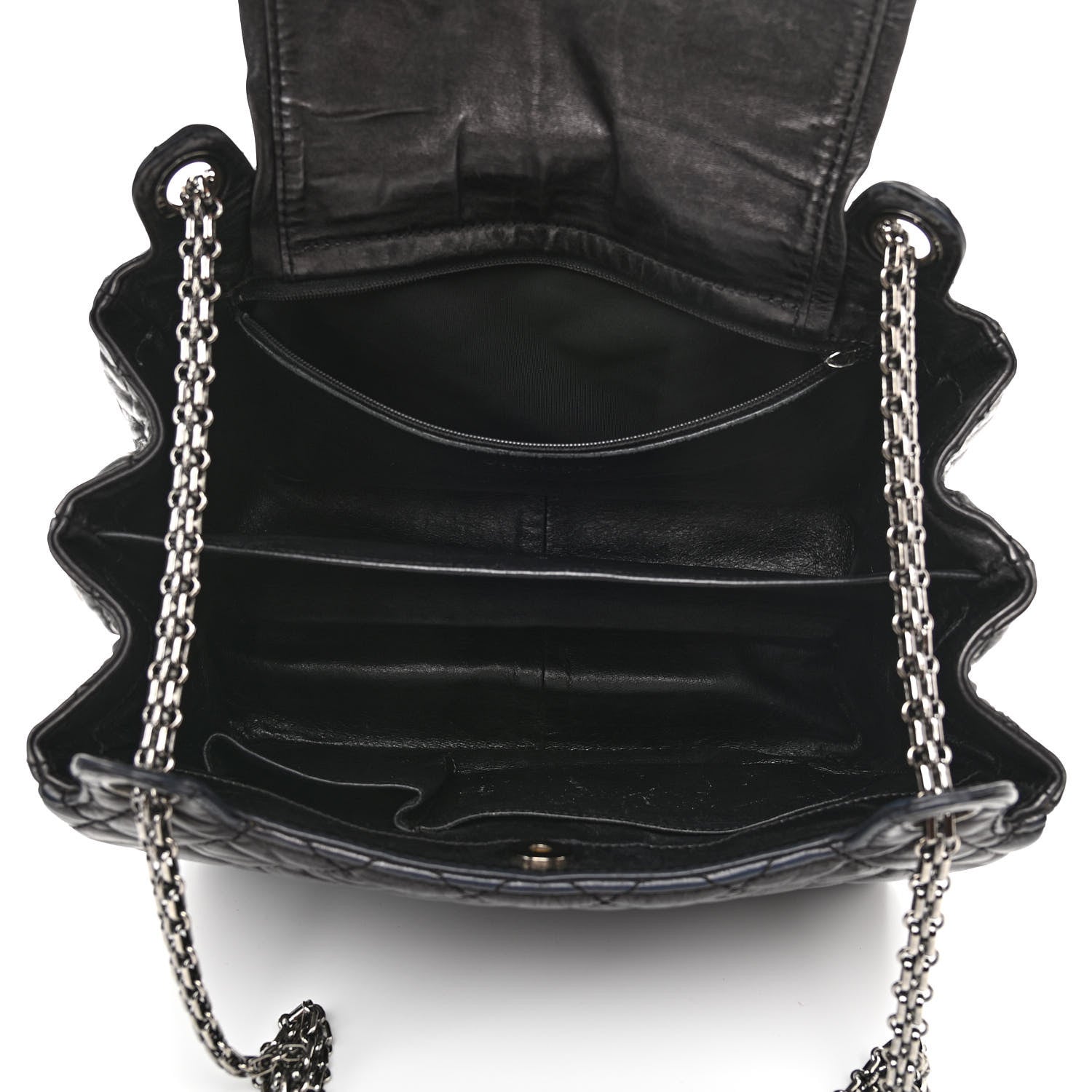Chanel Metallic Aged Calfskin Quilted Reissue 2.55 Accordion Flap Black 4 of 9