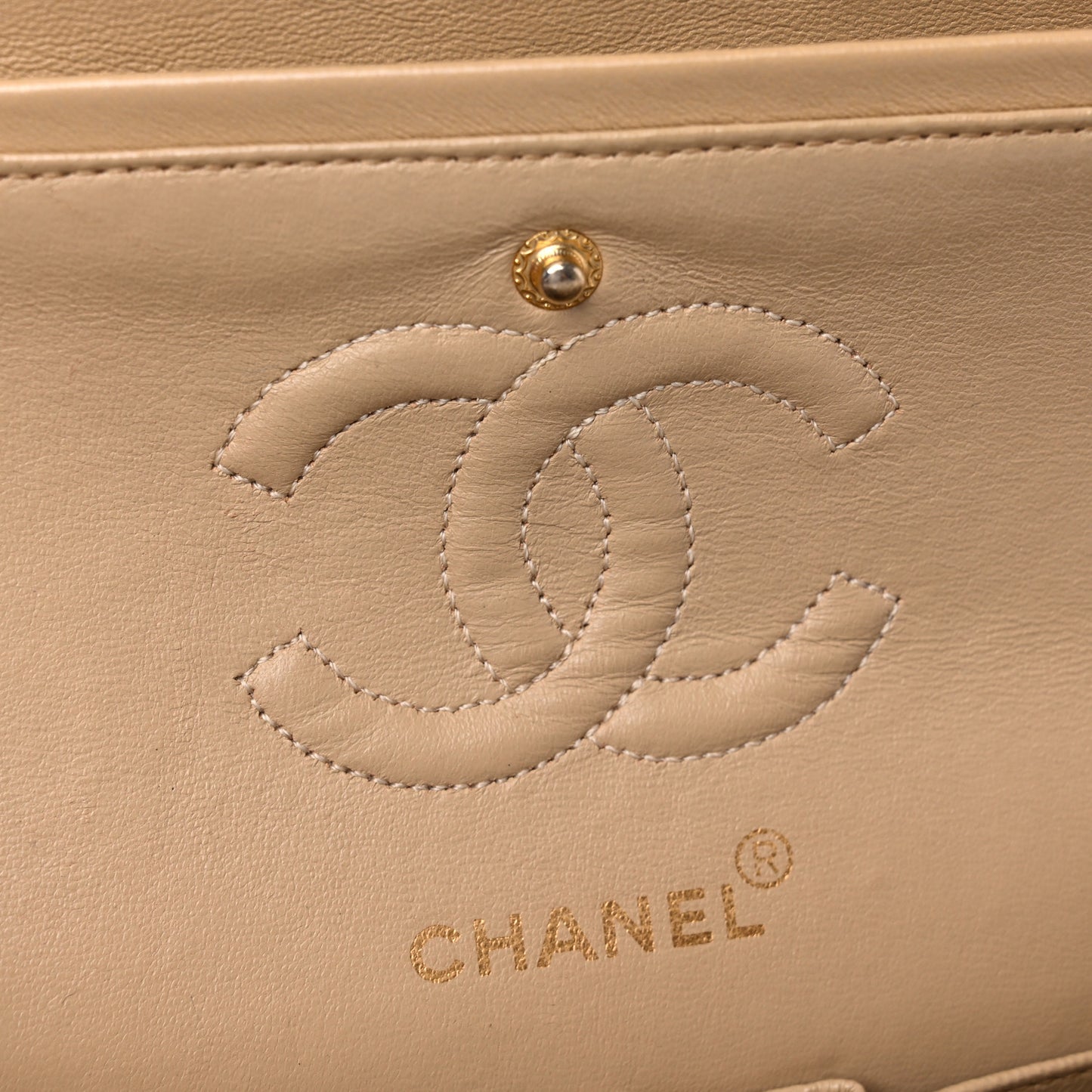 Lambskin Quilted Small Double Flap Beige